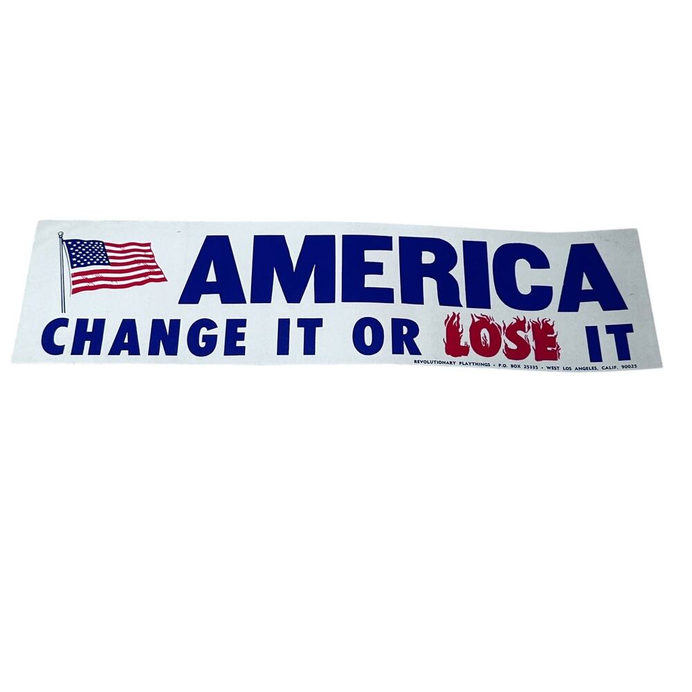 America Change It Or Lose It Vintage 1970's Nos Vinyl Decal Bumper Sticker 14x4"